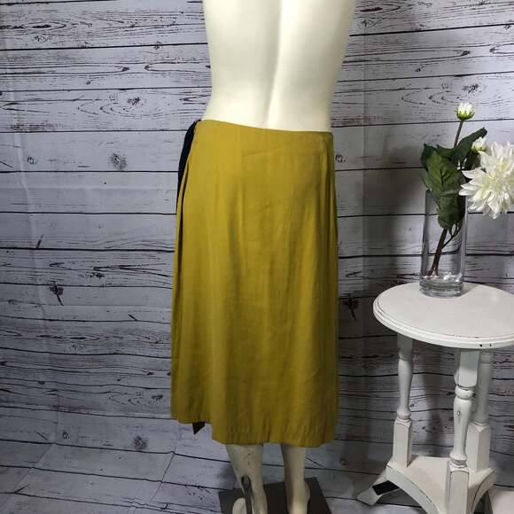 Roman Olive Pleated Wrap Midi High Waisted Skirt with side tie size 8 - Picture 8 of 12